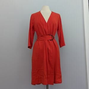 Women's Soft Surroundings Orange Petite Medium Wrap Dress Cinch Fall Bohemian